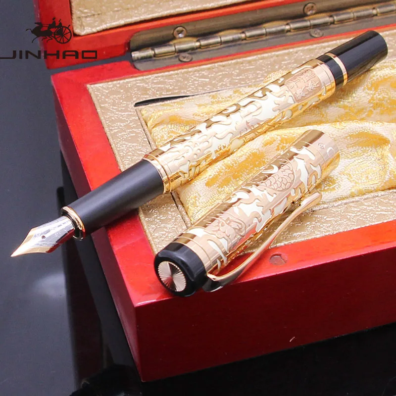 Jinhao 5000 Promotional Luxury custom pen design carving Flower Fountain pen Business gift customized brand name calligraphy pen