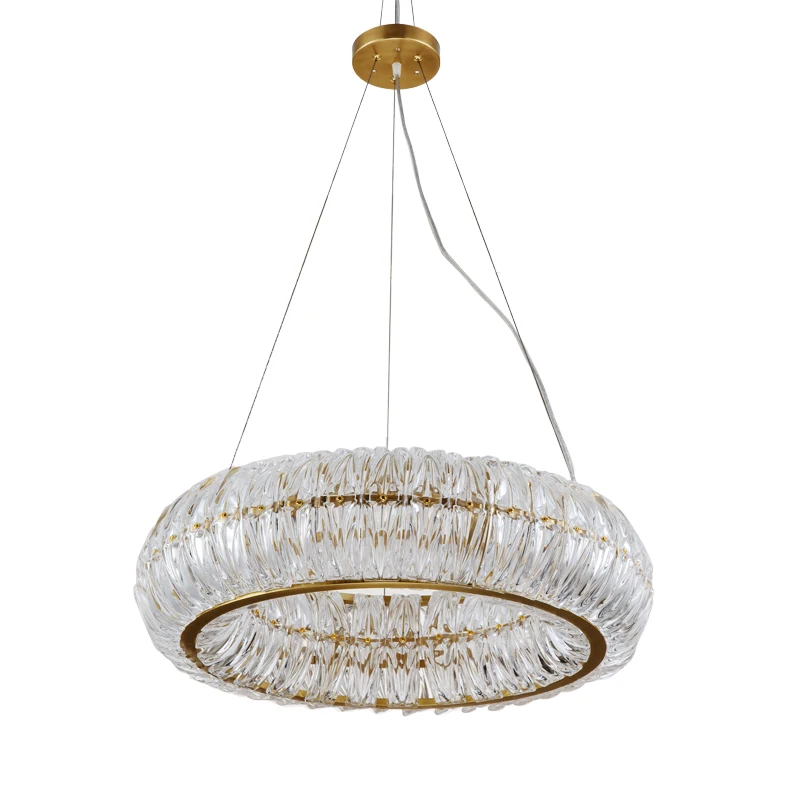 Golden Copper and Transparency Crystal Round Ring Modern Chandelier 8 LightsLovely Luxurious Pendant Lamp