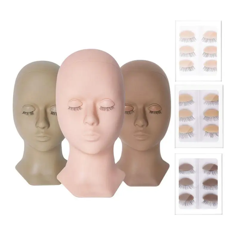3 Pairs Replacement Eyelids for Mannequin Head Removable Realistic Eyelids with Eyelashes Mannequin Head For Eyelash Extensions