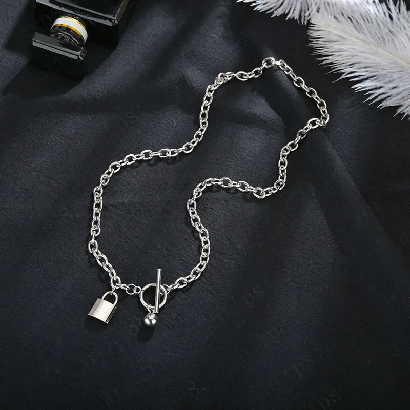  Explosive OT buckle lock necklace hip hop street punk titanium steel