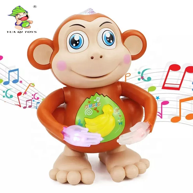 YQ Cartoon Animals B/O Dancing Monkey Musical &Light Toy Swing Walking Monkey Toy Kids