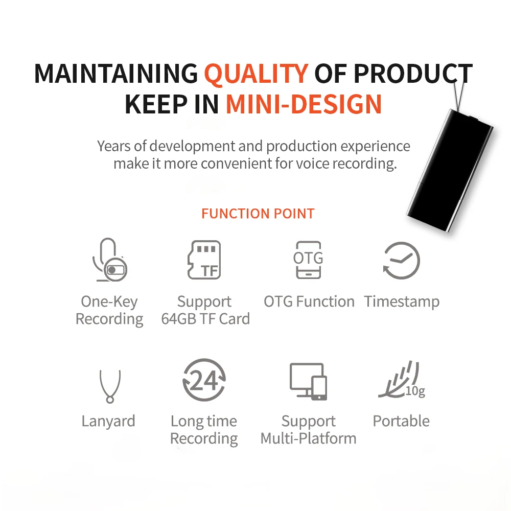 mini usb hidden voice recorder with u disk support TF card