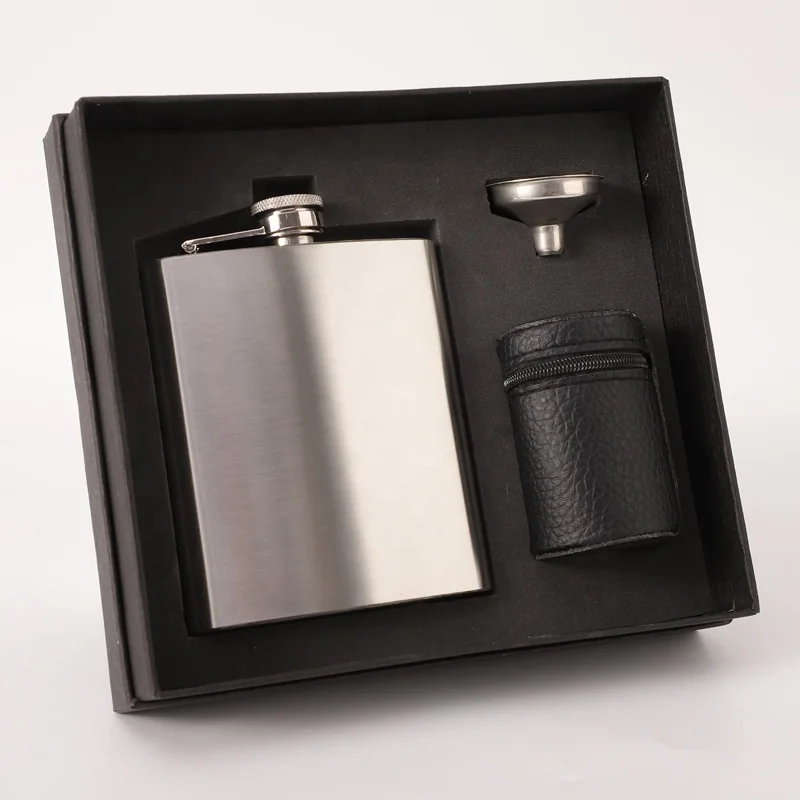 Portable Stainless Steel Hip Flask 7oz Wine Mug Wisky Bottle With Box Mini Drinkware Alcohol Bottle For Drinker Men Gifts