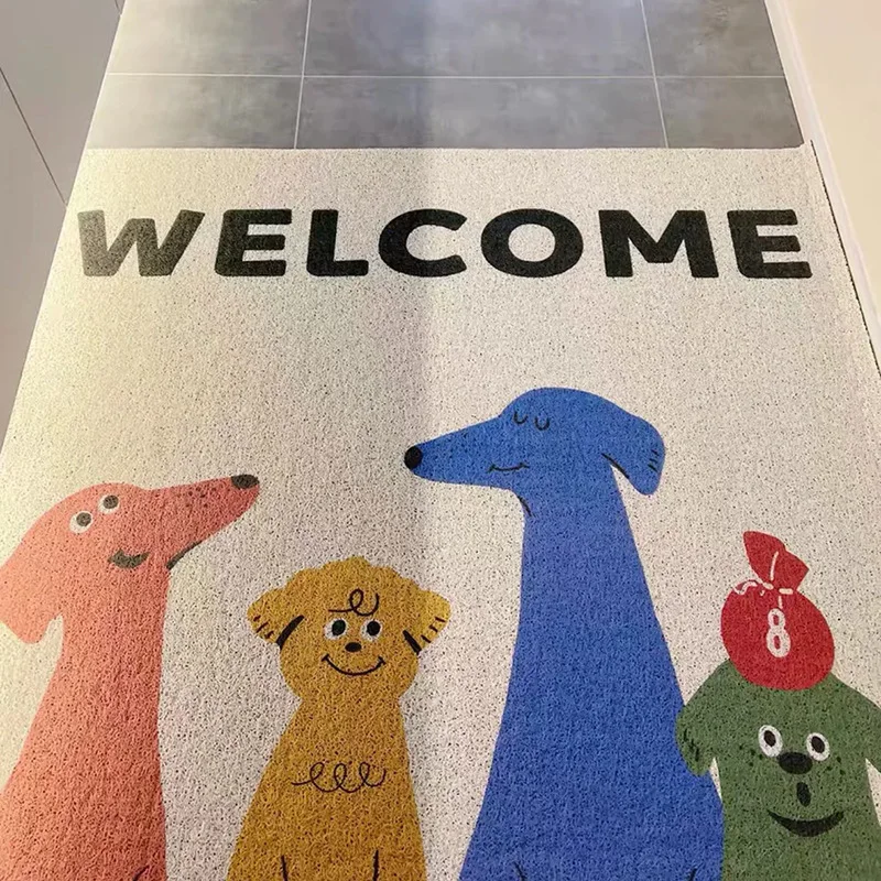 TIKTOK Shopee Hot Selling INS Wind Cartoon PVC Wire Circle Entrance Guard Wear resistant,  Dustproof, Easy to Maintain Floor Mat