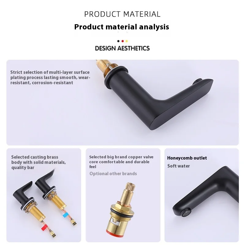 European Style Basin Bathroom Faucet Set Modern Black Separates Wine Shop Hotel Personalized Processing Three-Hole Configuration