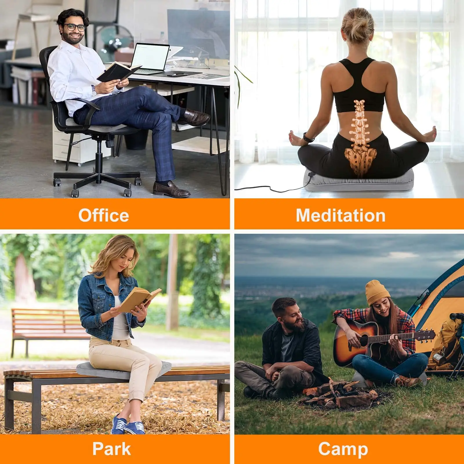 Home Office Electric Heated Seat Cushion  Stadium Bleachers Heated Seat Cushions  Far Infrared Fast Heating Pad