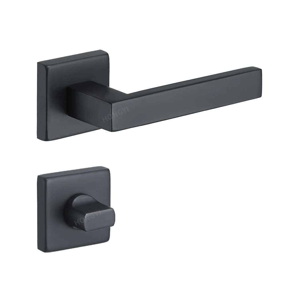 Factory Supply Durable Stainless Steel Black Square Lever Type Handle Door Handles With Lock Interior Doors