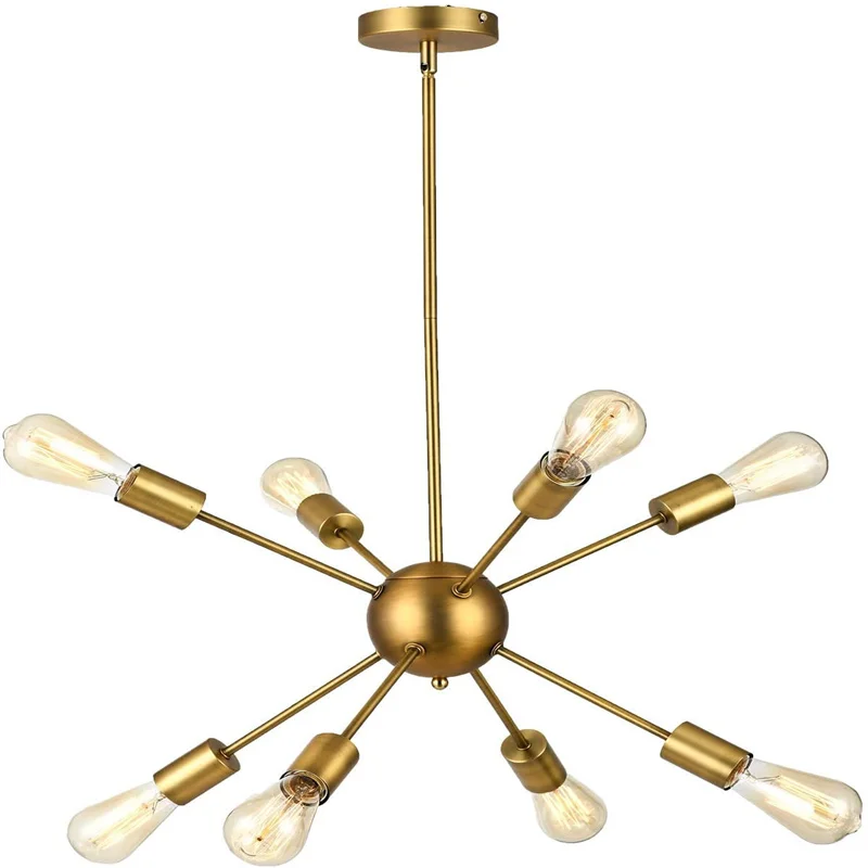 
Modern Chandelier Brushed Brass 8-Lights Pendant Light, Electroplating multi-head lamps for Dining Hall Bedroom Hotel Home Lamp 