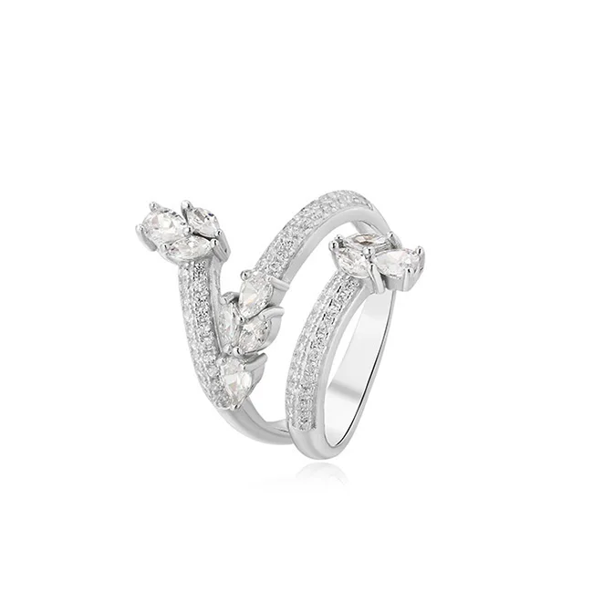AAA Cubic Zircon Jewelry open Rings Wedding crystal Ring 925 Sterling Silver Ring