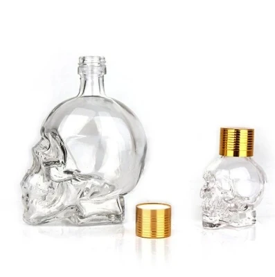wholesale skull shape whisky brandy gin spirit glass bottle