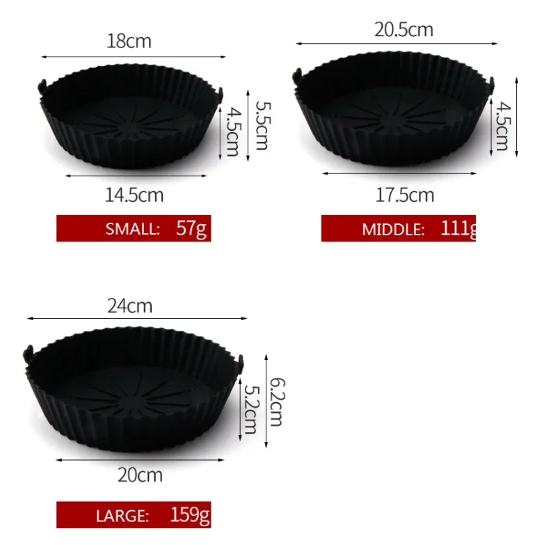 7/8/9.5 Inch New Arrivals Reusable Silicone Air Fryer Pot Accessories Non-stick Air Fryer Silicone Liner Basket