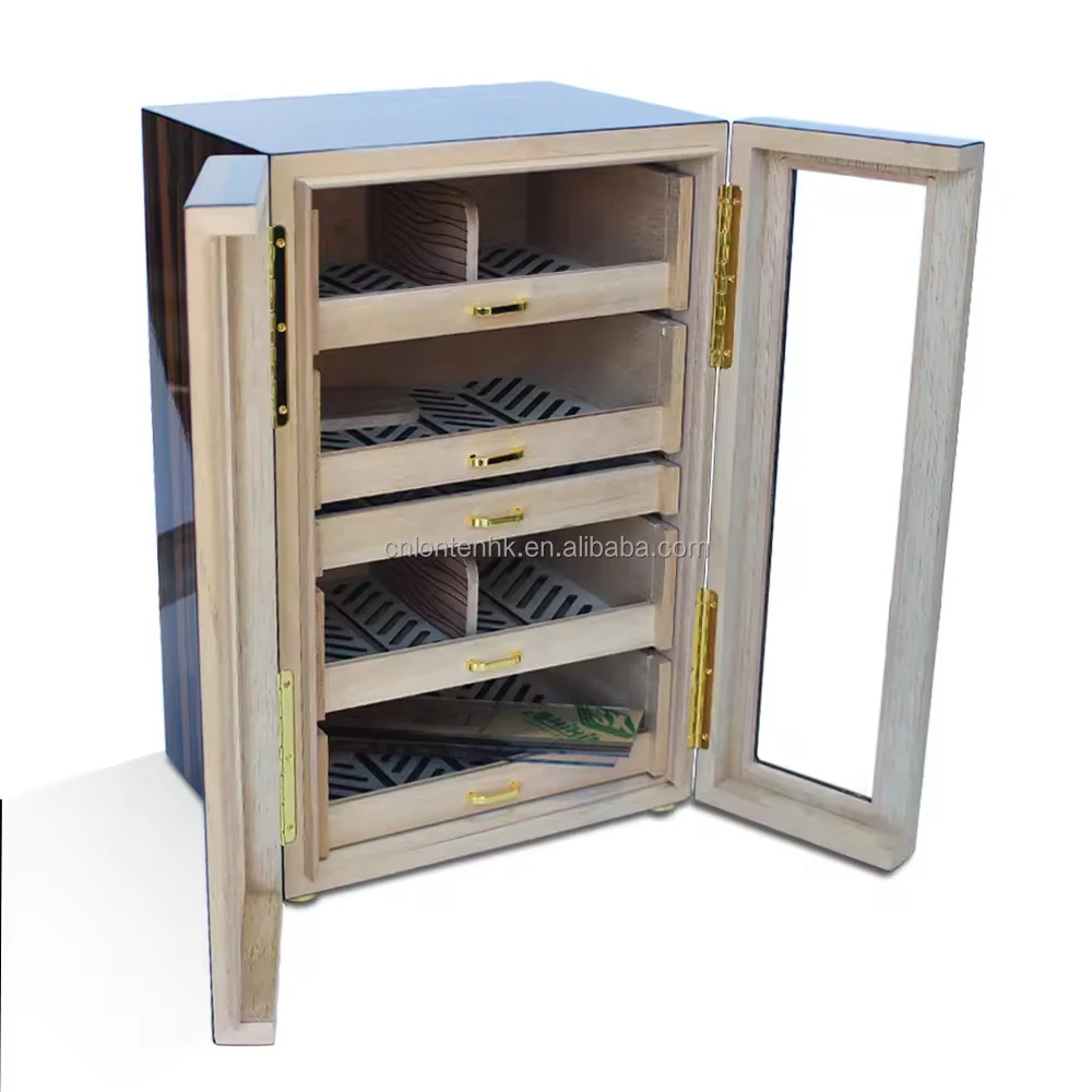 Loten 2024 New design american style glass cigar cabinets 100 cts wooden cigar humidors for sale used humidor cabinet