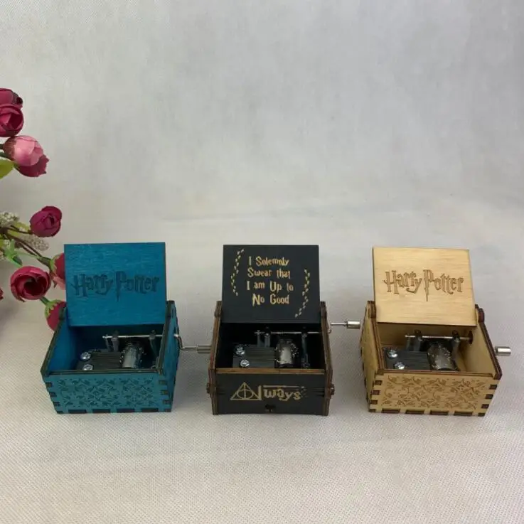 Hot Sale Black Color Hand Crank Mini Custom Diy Wooden Music Box