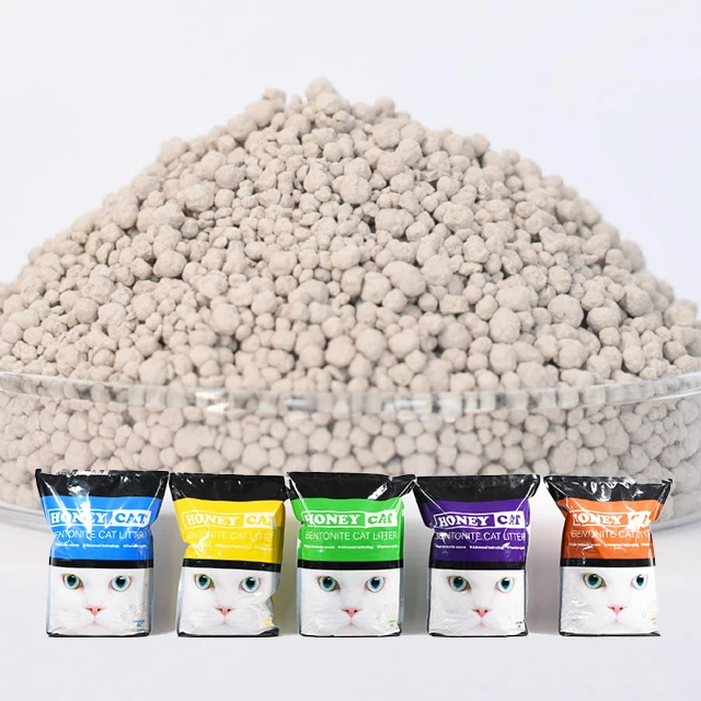Strong Adsorption 10 Litter Ball Shaped Low Dust Cat Sand Clumping Colour Granule Clay Bentonite Cat Sand For Cat