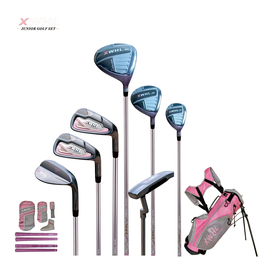 Custom Junior Girls Complete Golf Club Set Right Handed Golf Club Set for Age 5-9,10-14 Kids Customized Rubber Graphite & Steel