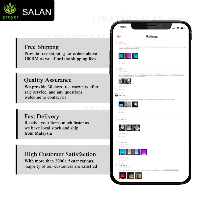 AL-QURAN moon player Muslim colorful night lights portable digital with app control