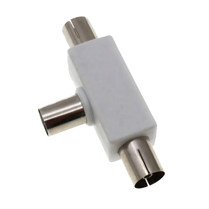 OEM Hot sale 2 Way TV T Splitter Aerial Coaxial Cable Male to 2 Female Connectors Adapter