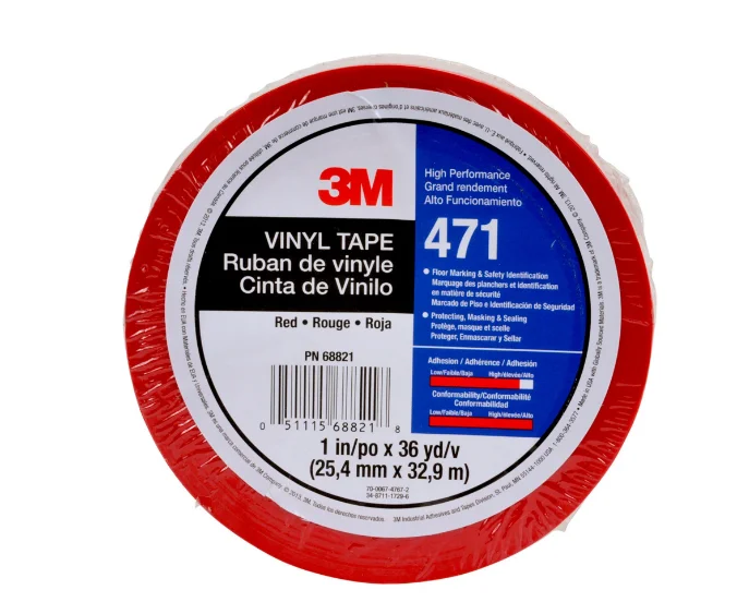 Hot Sale High Performance Strong Sticky Waterproof and Clean Removal Vinyl PVC Ground Safety Signs Masking Red Tape 3M 471