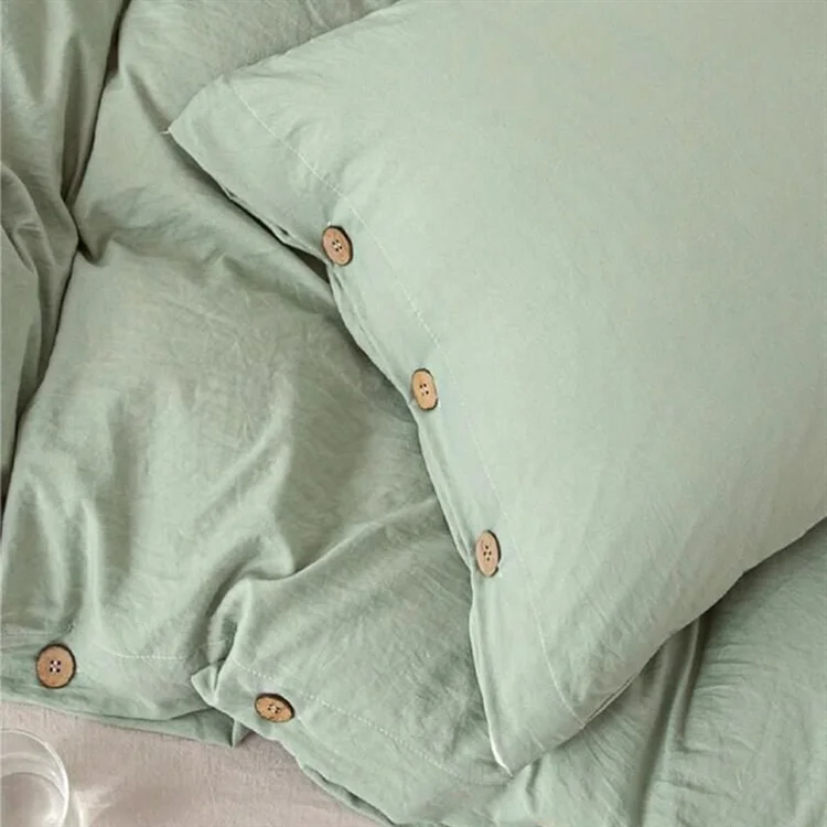 Oeko-tex hot selling 100% washed cotton customized bedding set customized bedsheet set Luxury cotton bed sheet green duvet cover