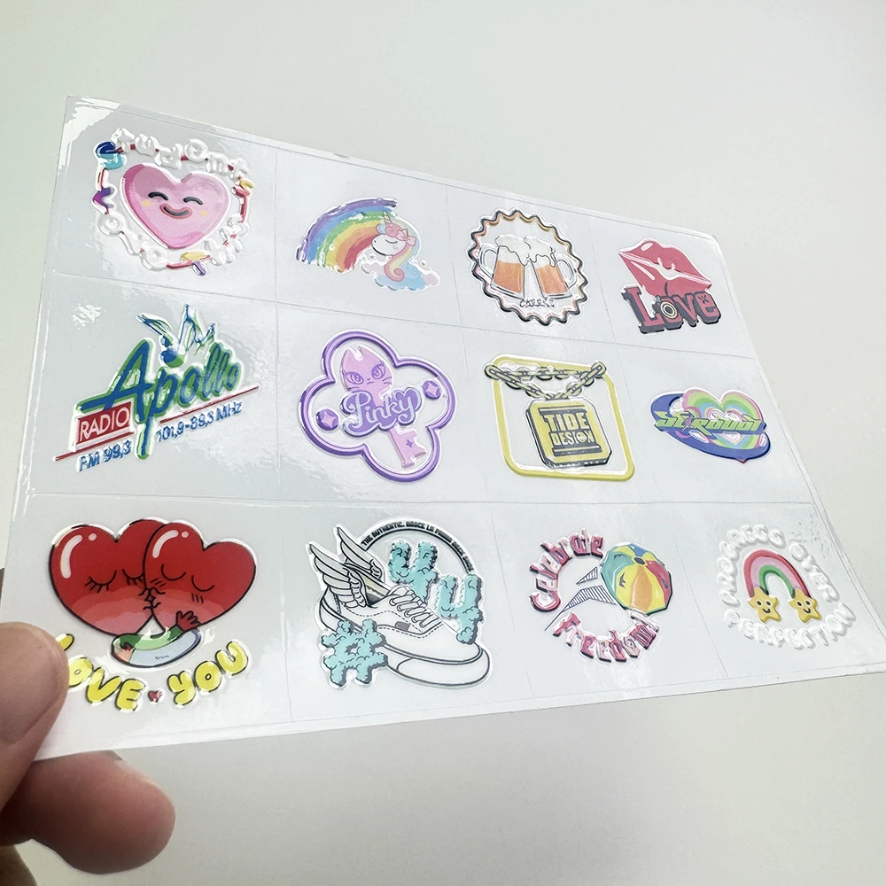 UV Transfer Logo Stickers Customized 3D Text Trademark Metal Labels