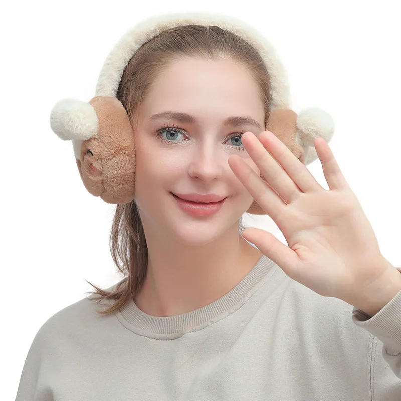 Women winter cute fox warm windproof ear warmer student headwear cartoon plush ear muffs