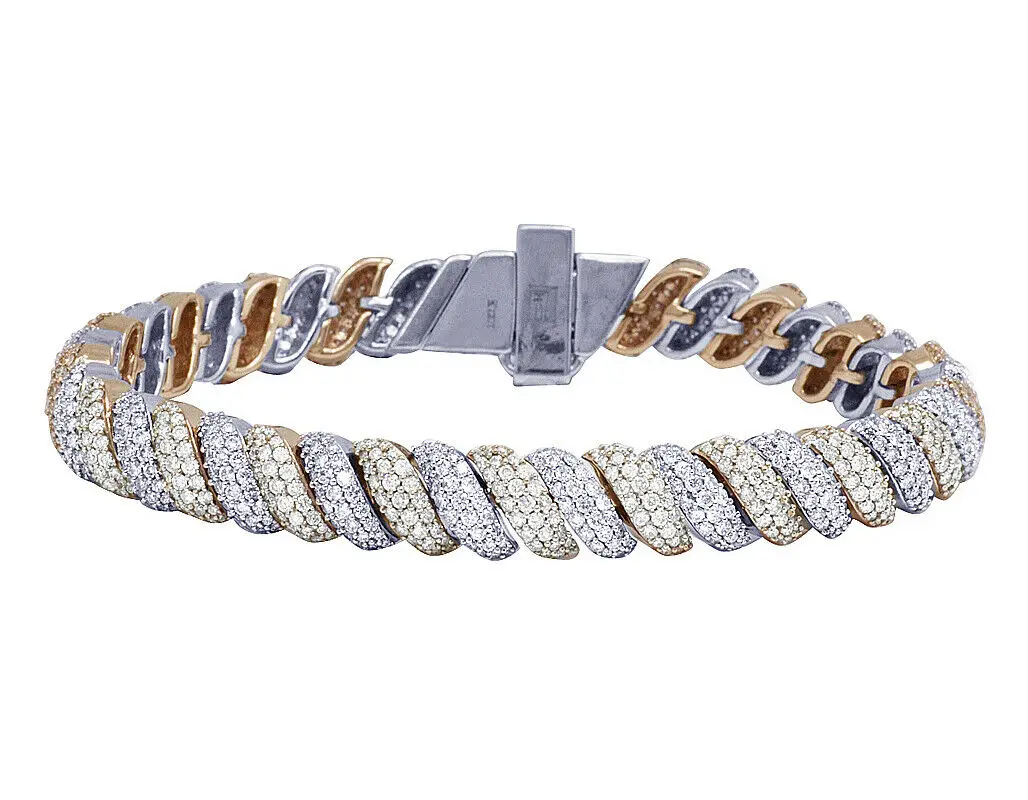 2021 new fashion silver rose gole two tone plated bling hip hop jewelry micro pave cz full diamond snake chain men bracelet