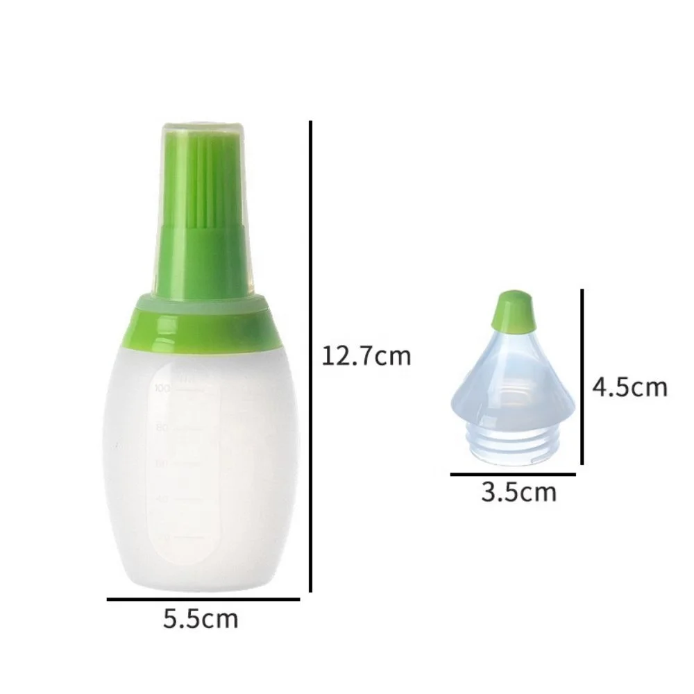 Double-Head Multifunctional Silicone Oil and Seasoning Bottle Brush for Barbecue and Dough Single Brush Design