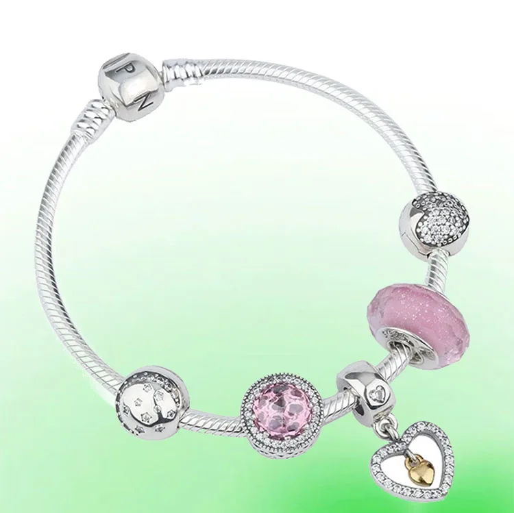 Colgante y dijes de joyeria de moda 925silver con Pink series de alta calidad para la afabricacion de joyas Pandor originales