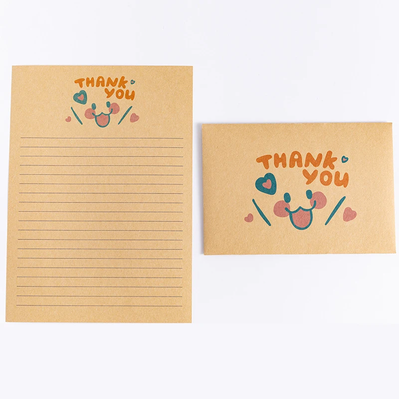 
Thank you Simple Romantic Cute Cartoon Kraft Paper Envelope Letter Stationery Set 