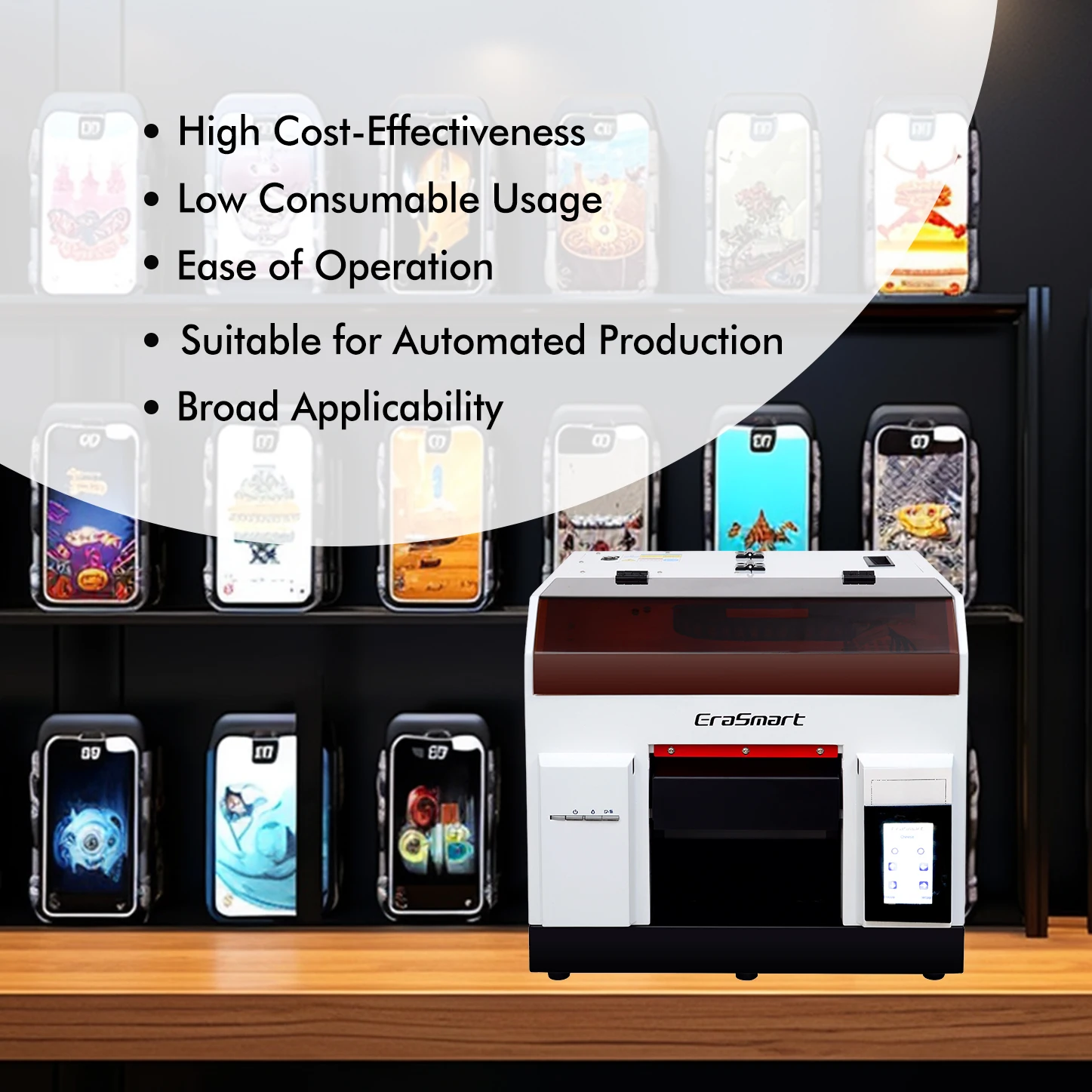 Erasmart A4 Mini Size Direct Flatbed Uv Printer  Can print Cup Pen Id Card CD PVC Glass Leather Metal Wood Phone Case