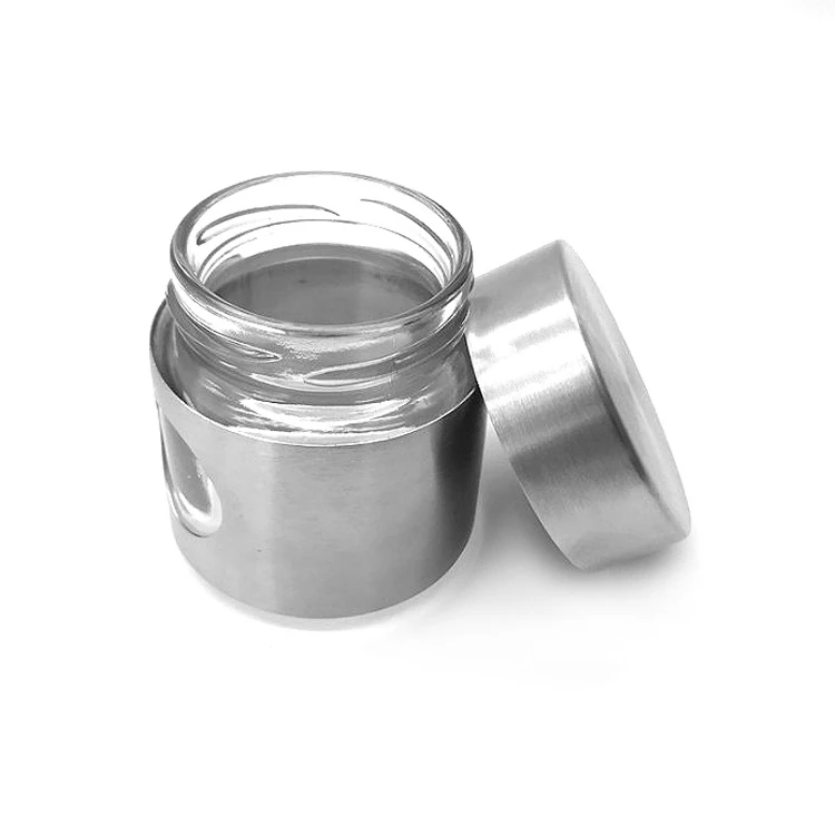 Small size 100 ml stainless steel glass mini coffee bean food container coffee bean container