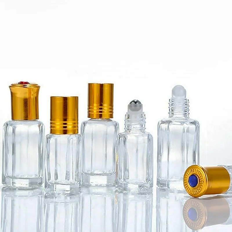 3ml 6ml 9ml 12ml roll on Octagonal pocket glass bottle Essential oil octagonal roll on Glass bottle with steel roller