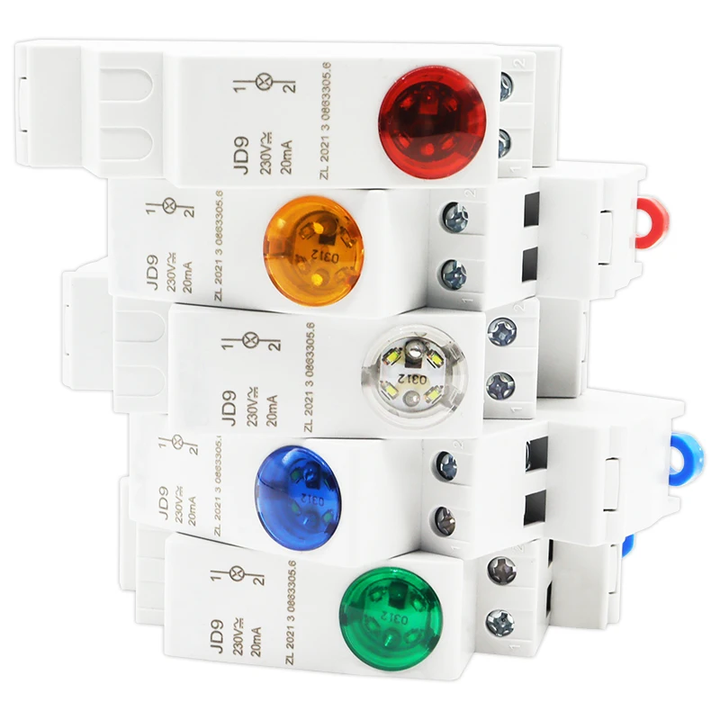 Led Rail Type Signal Light Circuit Breaker Distribution Box Cabinet Power Indicator 24V 220V 230V Red Yellow Green Blue White