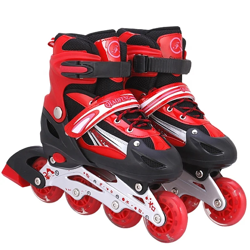 OEM custom retractable size Aluminum Chassis PU wheel semi-soft vamp roller skates inline skates shoes for kids