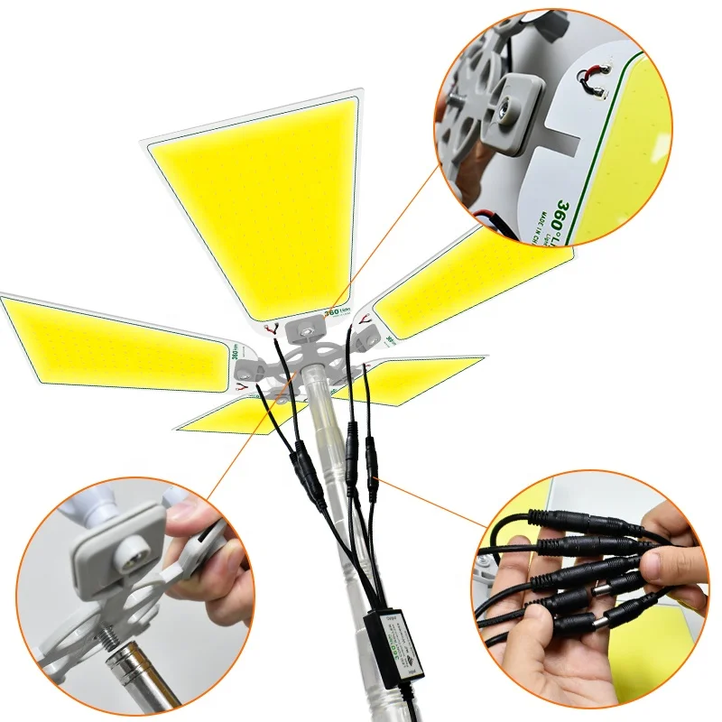  5 Page COB Lamp Remote Control Portable Telescopic Rod Camp Lamp Outdoor DC 12V LED Camping Light