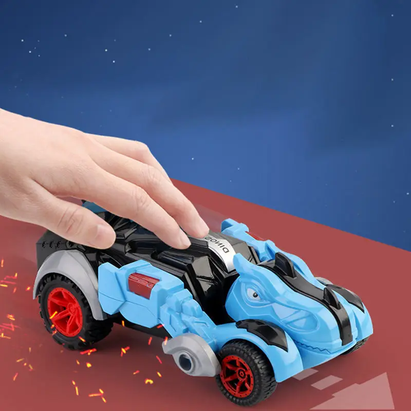 Racing Dinosaur Transform Car Toy Assembly Model Vehicles friction Car Triceratops Gift for Kids