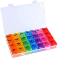 Hot Sale Rainbow Weekly Pill medicine case 28 Case plastic pill box Daily Pill Box