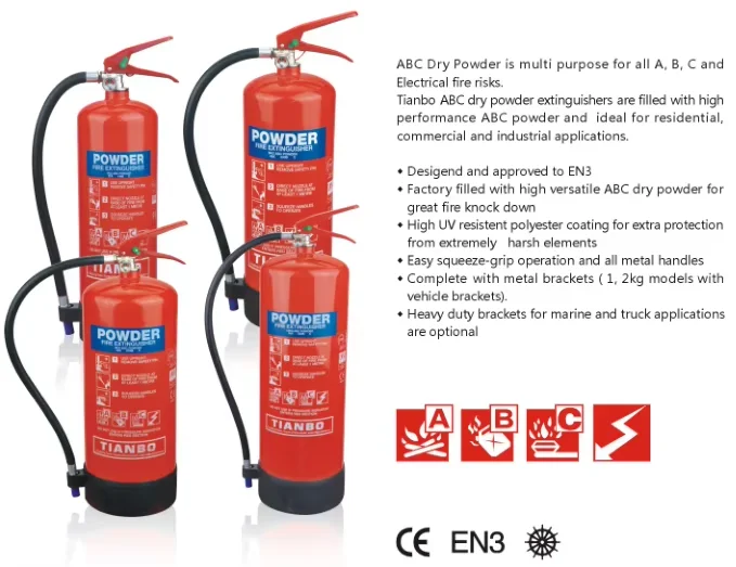 Europe CE EN3 a B C E Electrical Rating 1 2 3 4 6 9 12 KG DCP ABC Dry Chemical Powder Extinguisher With Propellnt Gas Cartridge