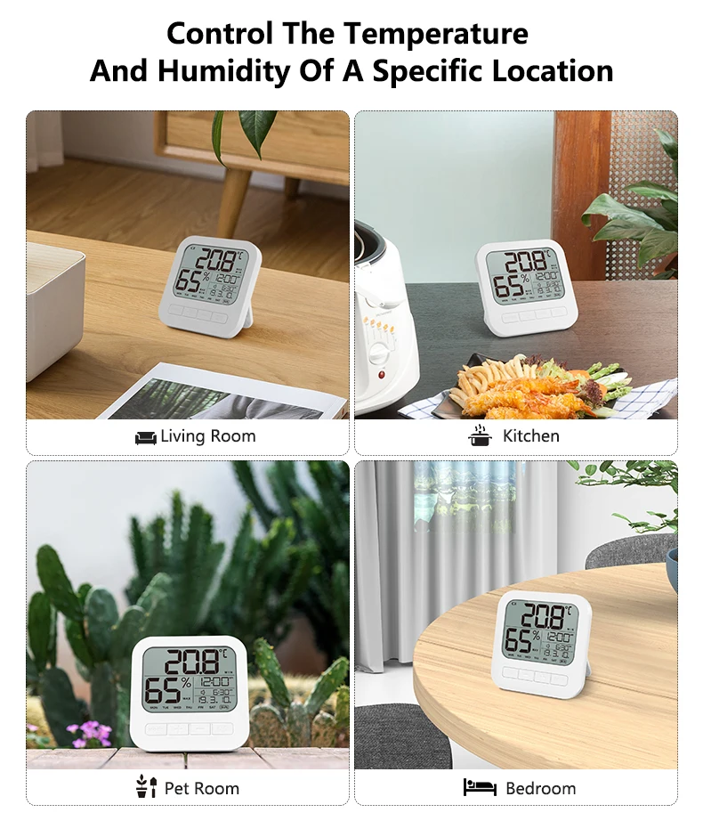 LCD alarm wall table clock with temperature hygrometer calendar,desk table alarm clock