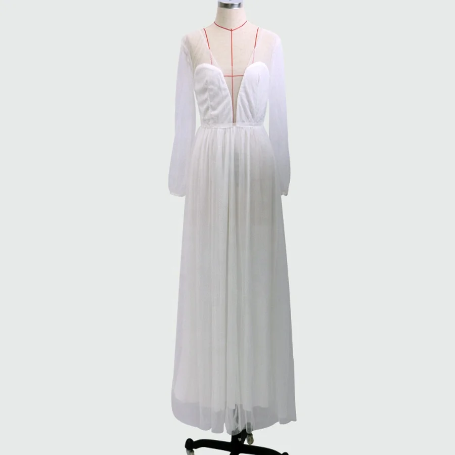 
DLL 545 2021 trend fashionable women dresses sexy long sleeve mesh stitching bridesmaid dresses 