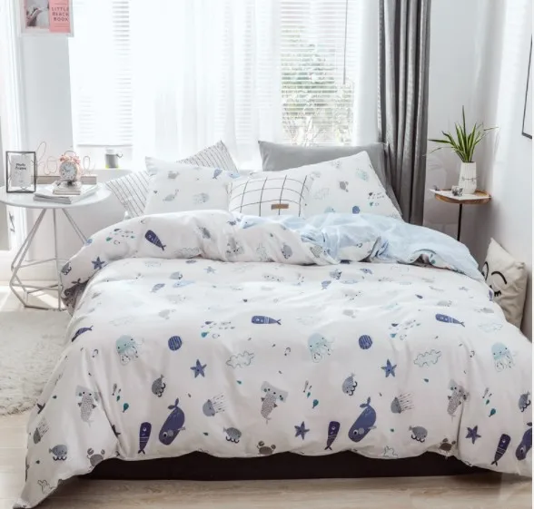 100% cotton floral printing Bedsure Duvet Cover Set with Zipper Closure quilt cover +flat sheet+fitted sheet+ pillow case set