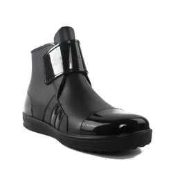 Непромокаемые сапоги для мужчин из ПВХ, для дождливой погоды обувь для девушек; Женские водонепроницаемые ботинки; Модная обувь без шнуровки, обувь без шнуровки, ботинки с открытой лодыжкой