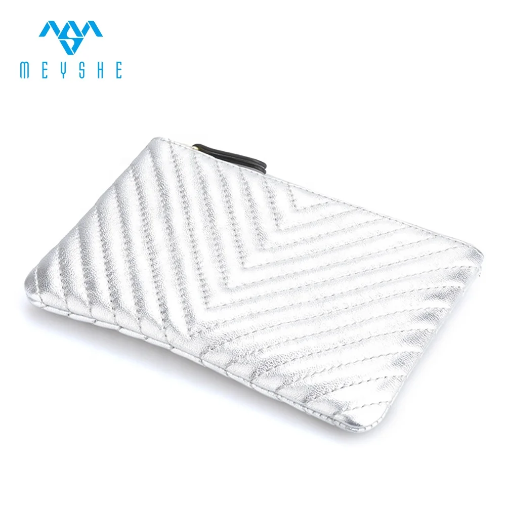 Hot sale high quality silver genuine leather customize change purse