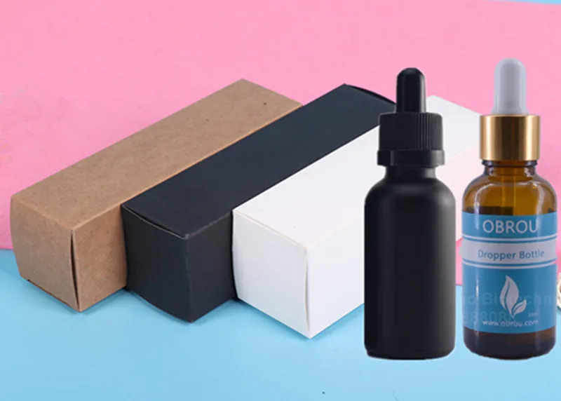 All sizes of good oil matte frosted black measuring serum paper cardboard tube cosmetic packaging for glass dropper bottle
