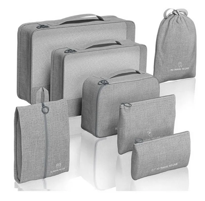 Eco friendly RPET smart packing cubes and bags 7pcs travel compression luggage cubes