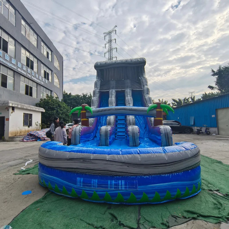 Hot sale dual inflatable water slide double lane inflatable water slide with detachable pool for sale