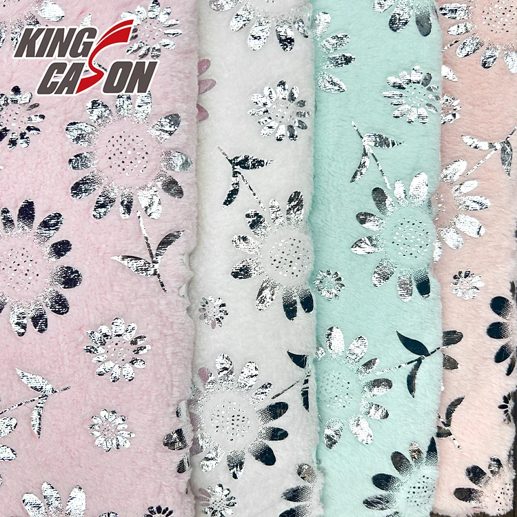 KINGCASON Super Soft Fluffy 100% Polyester Rad Pink Color Silver Foil Pv Plush Fur Faux Fur Fleece Fabric For Jacket Coat Dress