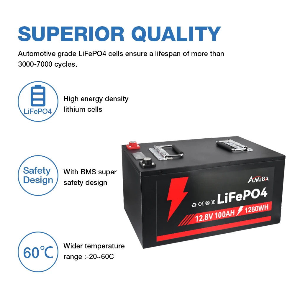 EU склад оптовая продажа батарея LiFePo4 12 В 50AH 100Ah 200Ah 400Ah 460Ah Bluetooth IP65 водонепроницаемая солнечная с тепловым балансом