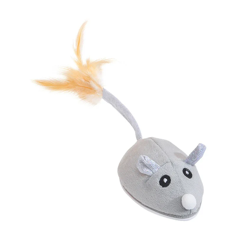 Pets Toys Automatic Electronic Mouse Stuffed USB Charging Teasing Feather Tail Flocking Rat Pet Kitten Interactive Toy Supplies