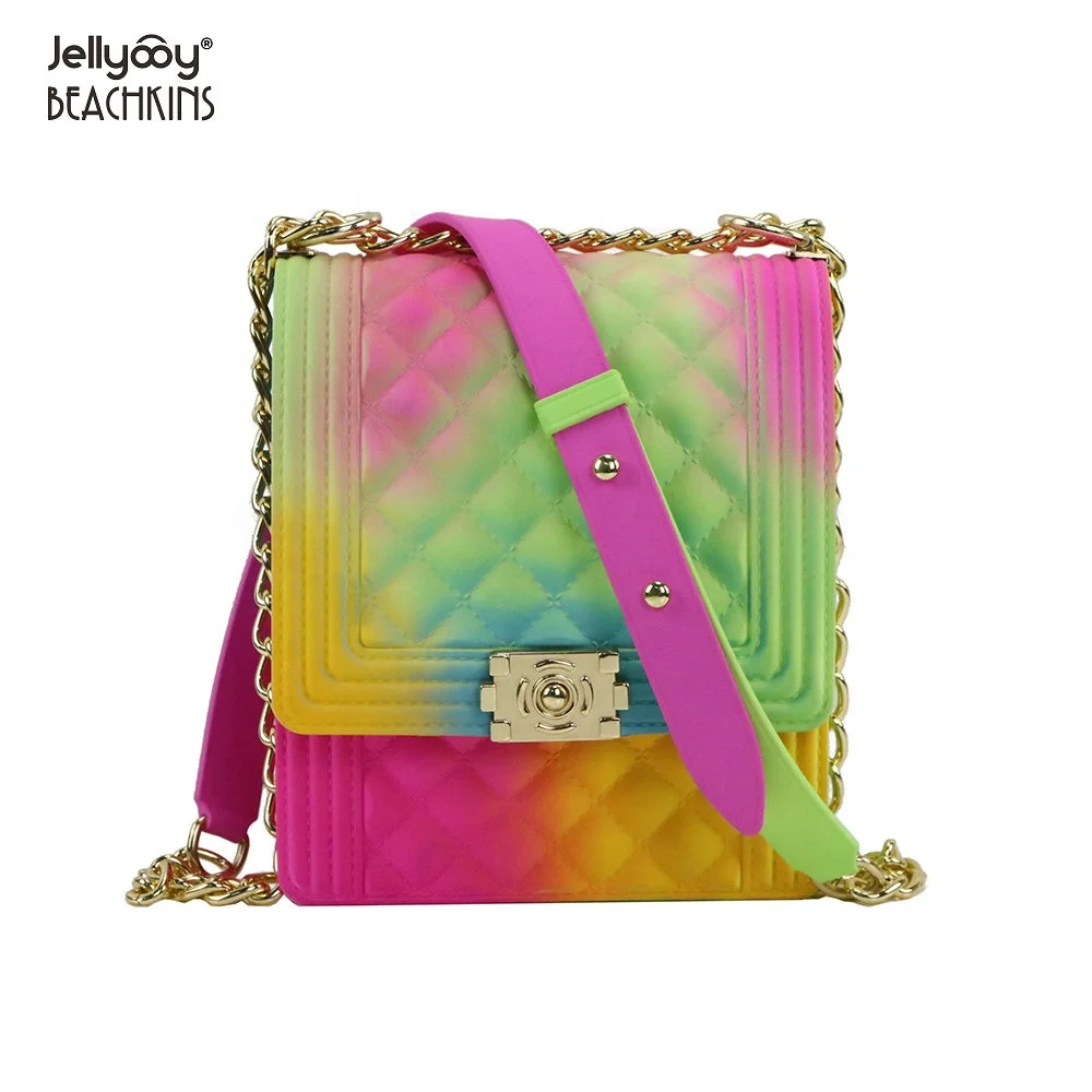 Wholesale 2020 Hot Selling Jelly Purse Bags Matte Colorful PVC Plaid Small Candy Bag Ins Chic Girl  Children Purse Bag